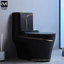 Black Gold Bathroom Ceramic Washdown One Piece Wc P-Trap/S-Trap Color Toilet